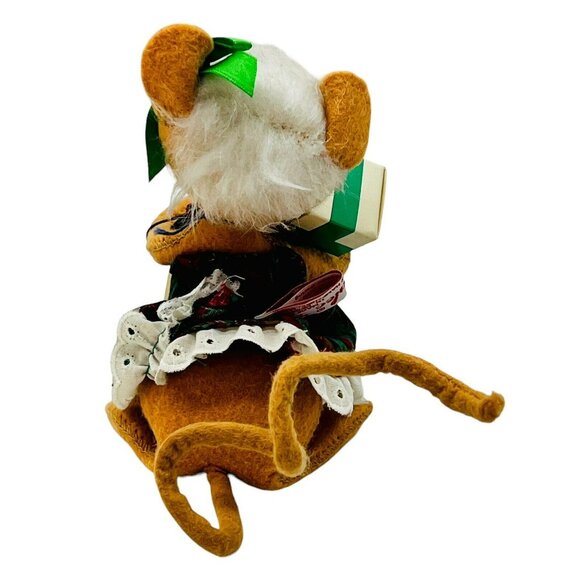 Annalee Christmas Mouse Gift 6 inch Vintage 1996 Green Bow Closed Eyes Mouth - Picture 9 of 14
